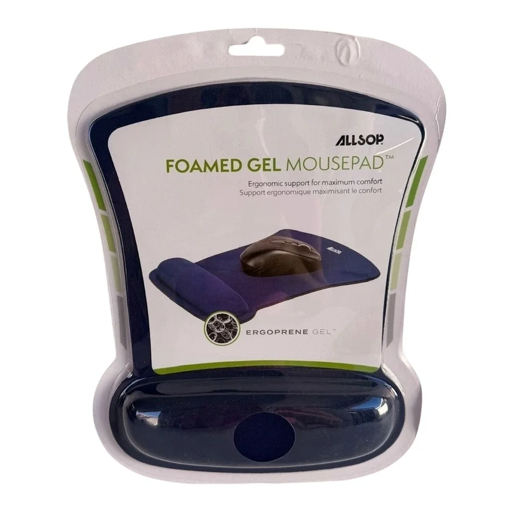 Allsop 30193 Ergoprene Gel Mouse Pad with‎ Wrist Rest Eco-friendly Non-Skid Blue